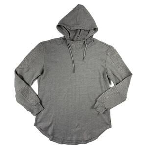 Amongst Others Hoodie Mens large Gray Micro waffle Knit Pullover Long Sleeve